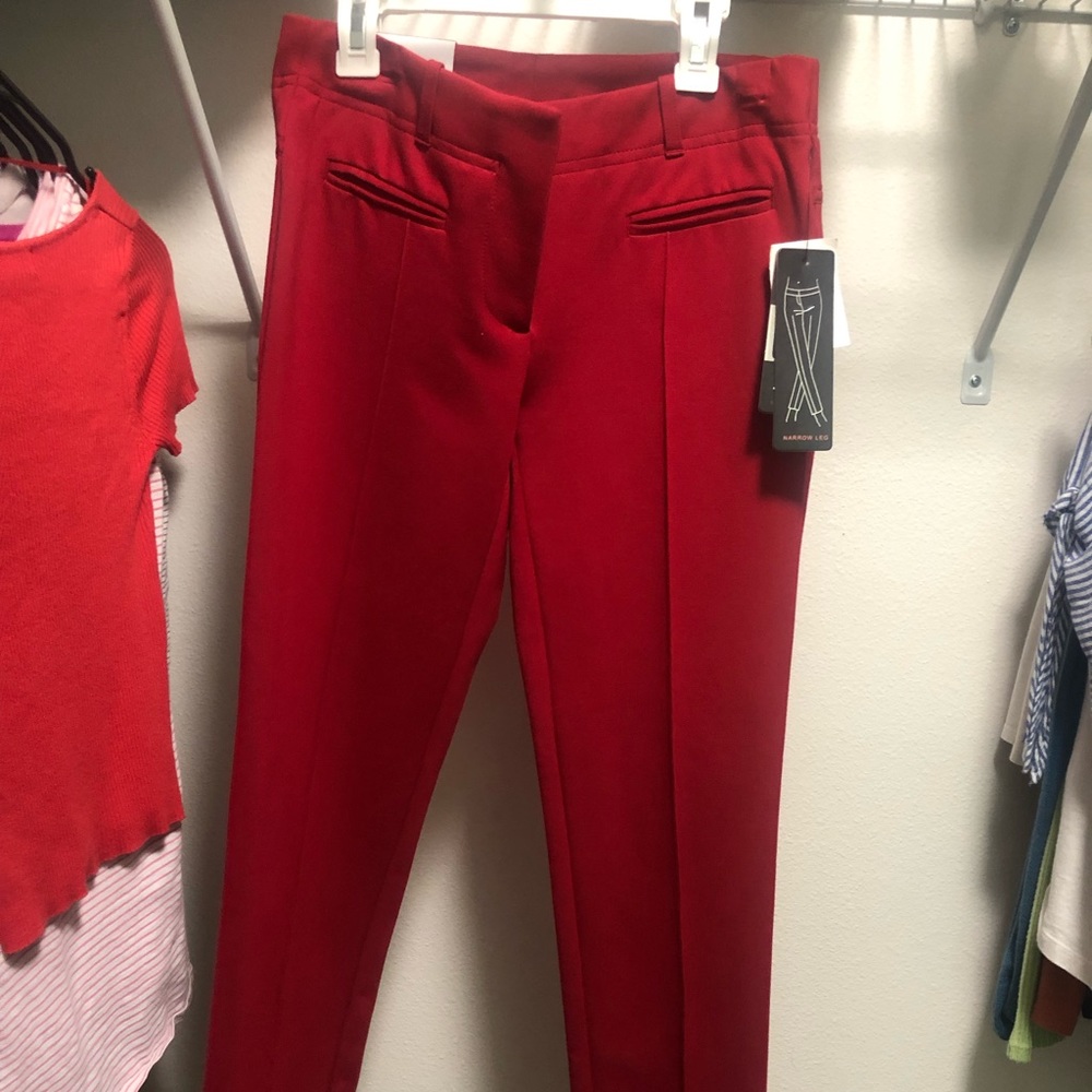 Narrow Fit Red Work Pants/Slacks